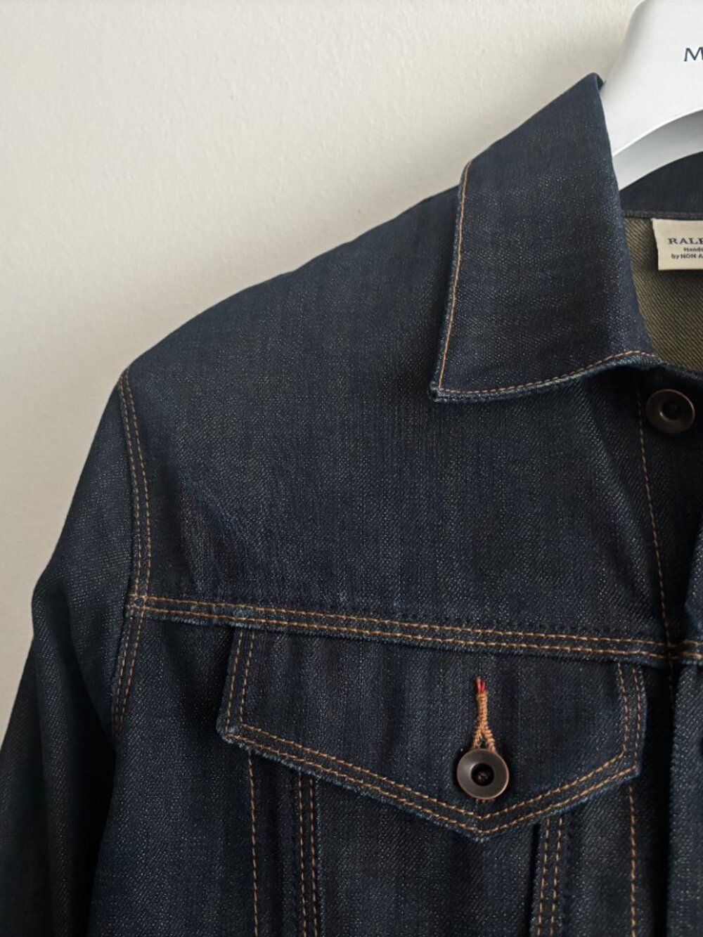 $800 Raleigh USA Cone Mills White Oak Blue/ Indigo Raw Denim Jacket- Small - Picture 4 of 12